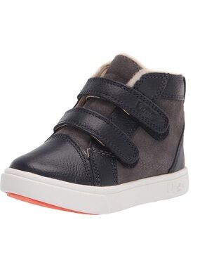 UGG Toddler Rennon II Hi-Top Leather
Sneakers, Color:Navy/Gray (Size:6)